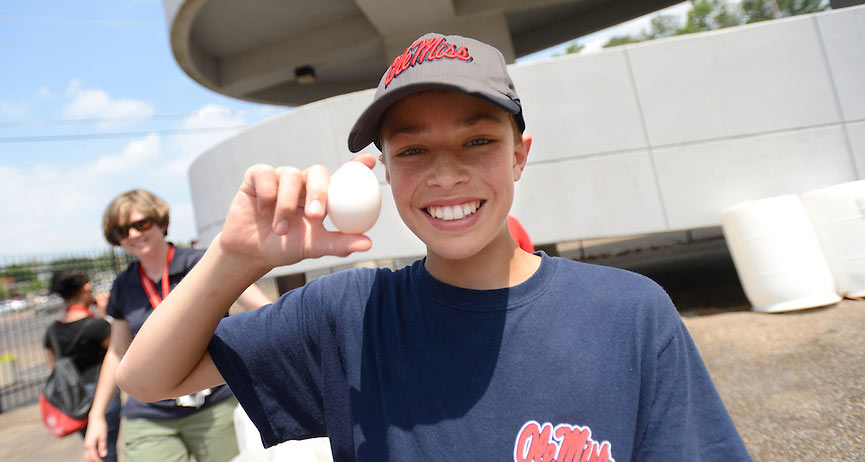 A successful egg drop results in an unbroken egg.