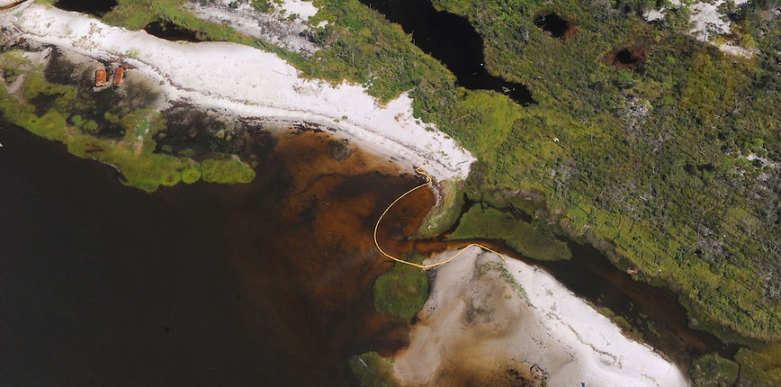 Aerial photo of oil spill